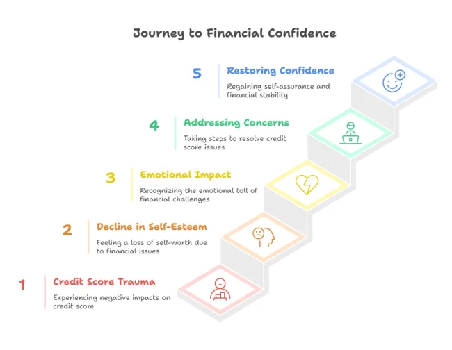 Flowchart: Credit Score Trauma → Confidence