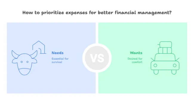 Table: Needs vs. Wants expense examples